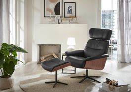 Relax Sessel MANILA Leder schwarz inkl. Hocker