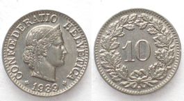 EIDGENOSSENSCHAFT 10 Rappen 1939 Nickel ERHALTUNG! unz