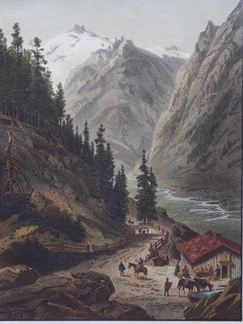 Gravures: Col de la Forclaz koloriert – D'occasion à Risch par Antikfee 1