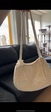 Gehäkelte Handtasche, neu, Elfenbein - perfekt für Sommer!