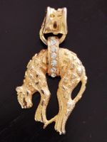 Anhänger Leopard mit Steinen Goldfarben Vintage