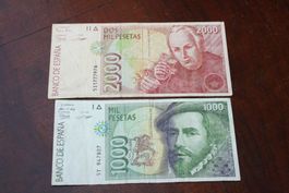 Espagne 1 000 & 2 000 pesetas 1992