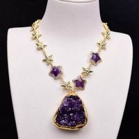 Stern Druzy Amethyst Halskette Echt Collier Améthyste Star