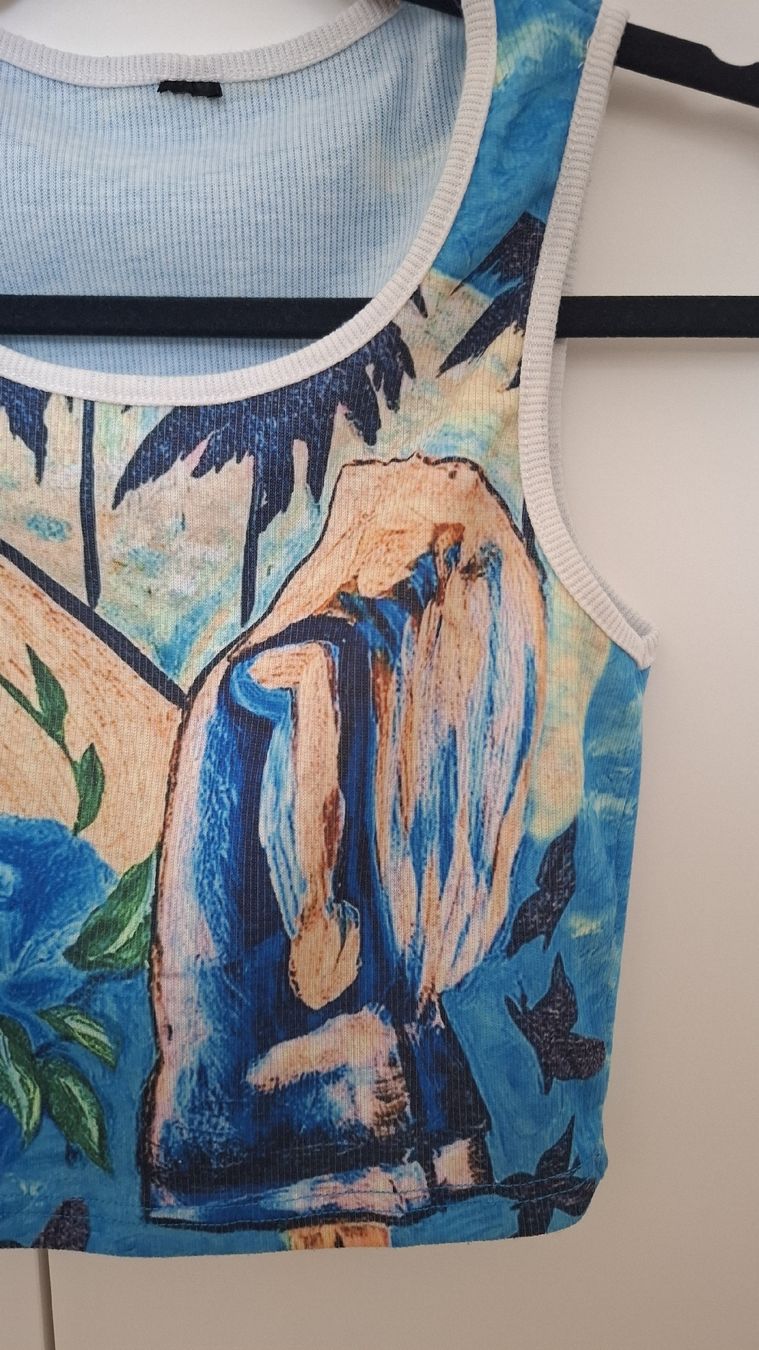 Top: Crop Top, Printed Artwork, Blue, Size S – Nuovo (secondo la descrizione) da Hausen am Albis venduto da ann_2kkx 1