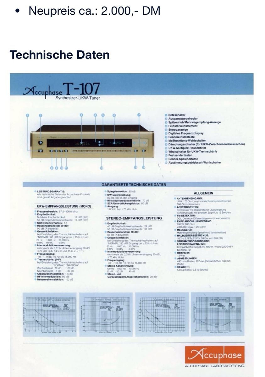 Radio: Accuphase Synthesizer UKW Stereo Tuner – Usato da Lotzwil venduto da Schlafwolle 5