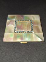 Perlmutt Puderdose Vintage Strass besetzt Gold
