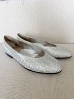 Women's Leather Ballerina Shoes silver size 40 