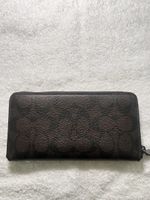Coach Wallet Zip Around Signature Brown Leather Good Conditi