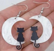 Ohrringe D-276 – Mond mit Katze – 1 Paar