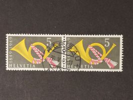 Posthorn im Doppel, Stempel Herisau, 30.V.49