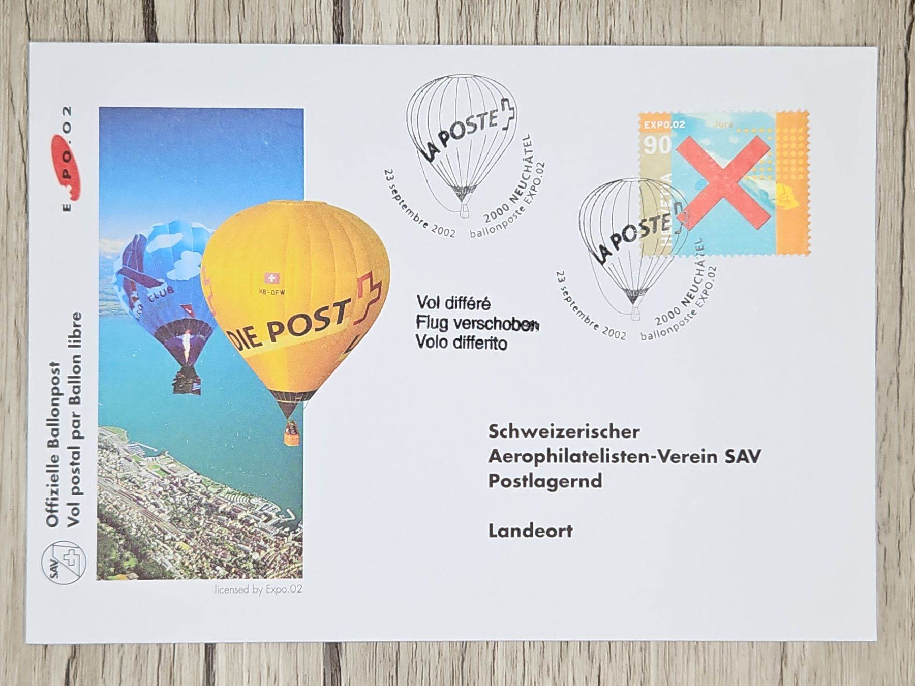 Tutti i francobolli: CL12 Enveloppe + Timbre Suisse 2002 Thème Aviation – Usato da Cousset venduto da Patrick_Collections