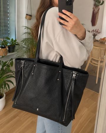 Navyboot Leder-Shopper Schwarz 