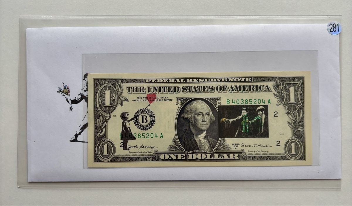 Grafica & Litografie: BANSKY DISMALAND "Pulp Fiction" 1 ECHTER US$ Dollar + Papier – Nuovo (secondo la descrizione) da Bülach venduto da Cspadanuda