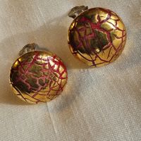 Vintage Gold/Rote Ohrclips, 60er Jahre
