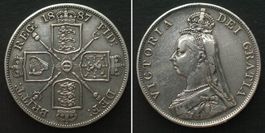 GROSSBRITANNIEN Double Florin 1887 VICTORIA Silber f.vz