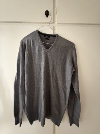 Maglione uomo Zara Basic grigio 100% lana EUR L