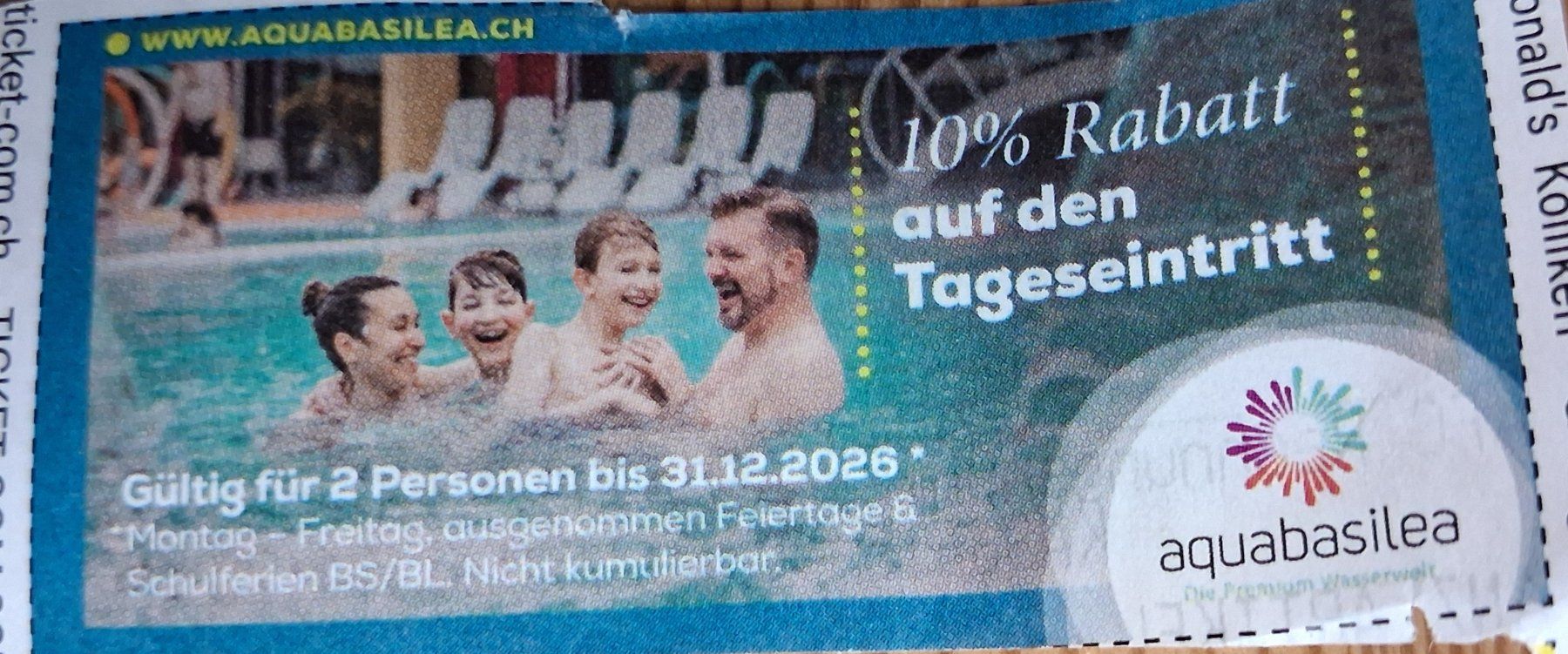 Aquabasilea Bons: 10% Rabatt Aqua Basilea – Neuf (Voir description) à Murgenthal par Sternenhimmel9