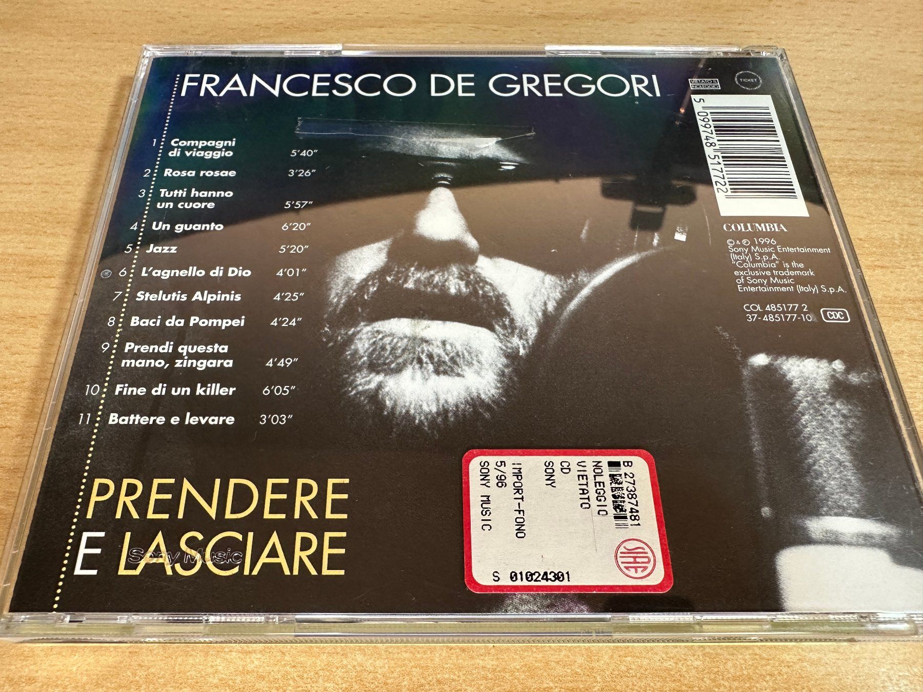 CD: X2 Francesco De Gregori – Prendere E Lasciare – Usato da Rikon im Tösstal venduto da Alpenmutz 1