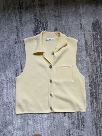 MANGO Lemon Yellow Knitted Vest – Size S