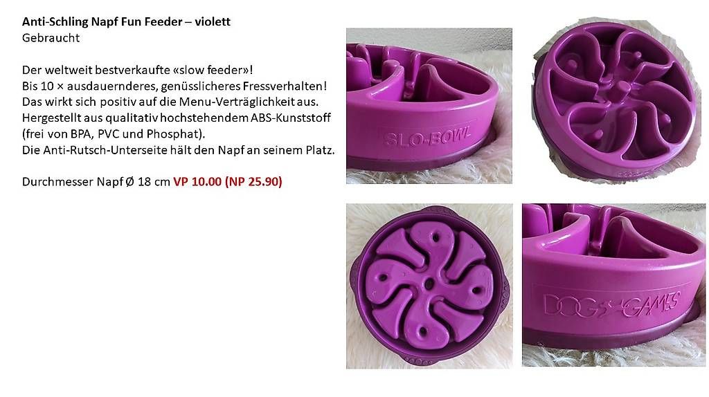 Ciotole: Antischling Napf, Slo-Bowl "Fun Feeder" – Usato da Edlibach venduto da Sanib