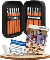 Schnitzwerkzeug Set 17-tlg Schnitzmesser Abziehstein Tasche