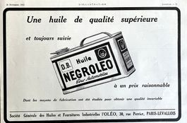 Negroleo Motor Oil - Alte Werbung / Ancienne publicité 1924