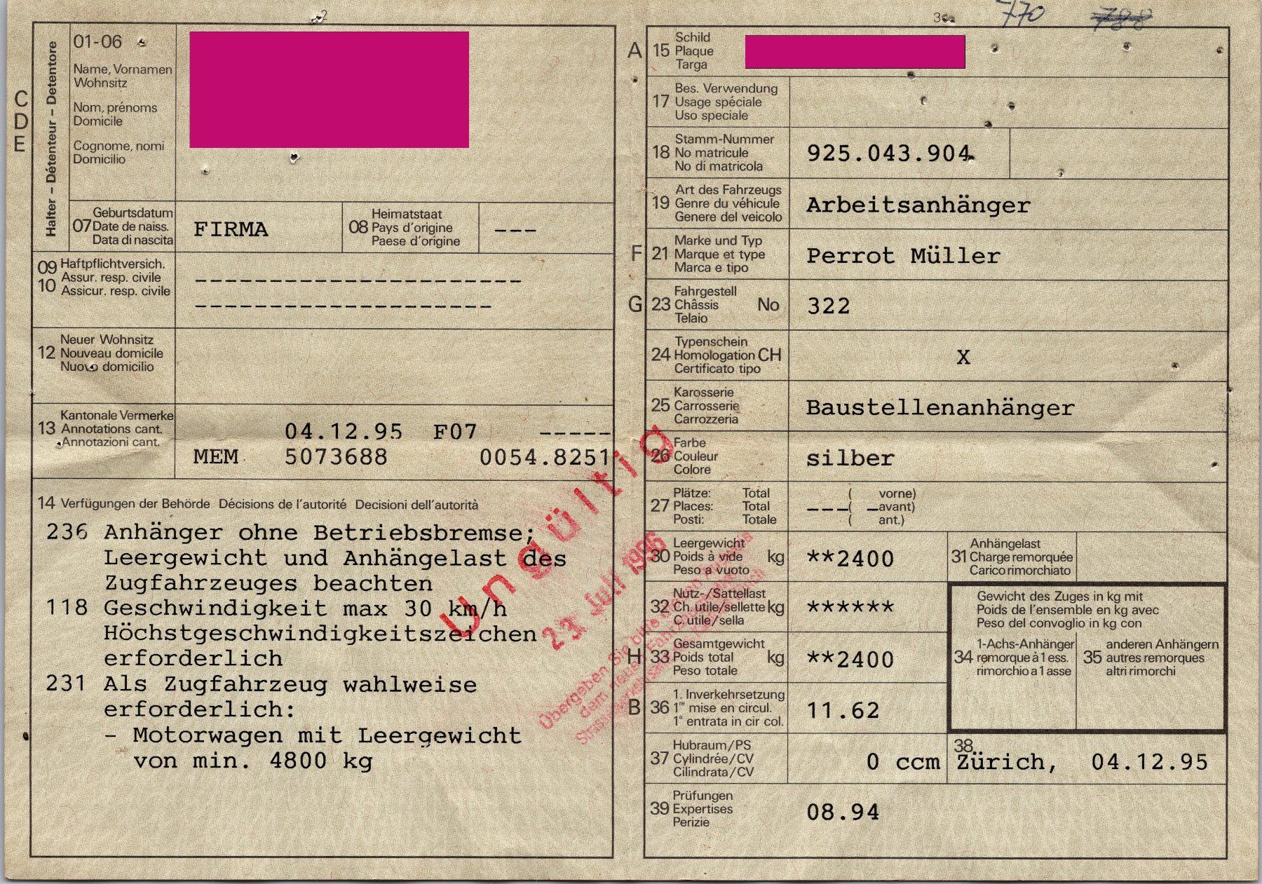 Rimorchi: Bauwagen / Partywagen – Usato da Weiningen TG venduto da Bv 4