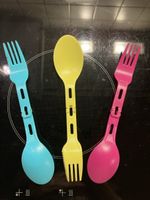 3er Set Outdoor-Besteck: Löffel, Gabel und Messer in einem