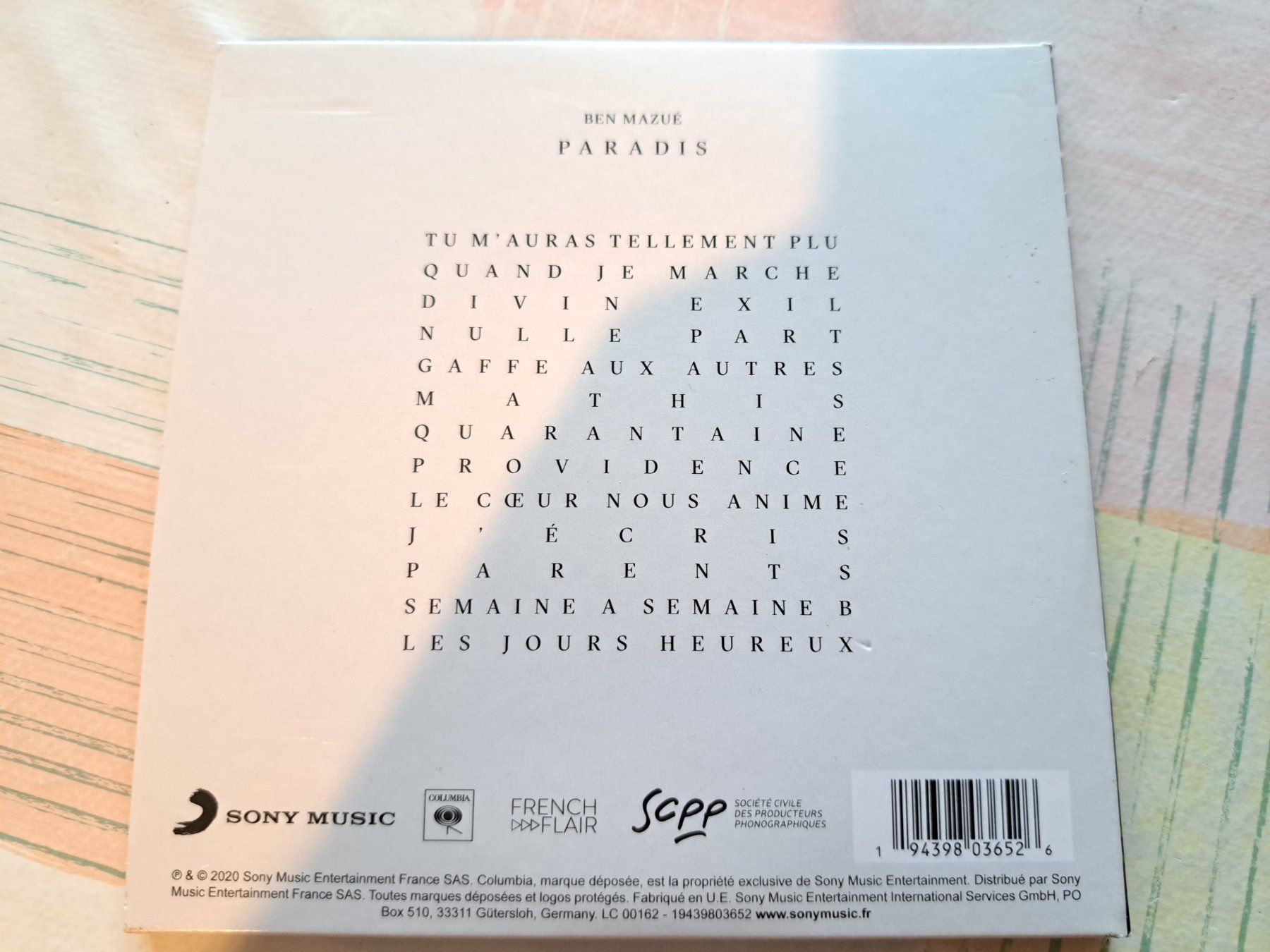 CDs: Cd Ben Mazué - Paradis  – D'occasion à Pully par bro_n52j 1