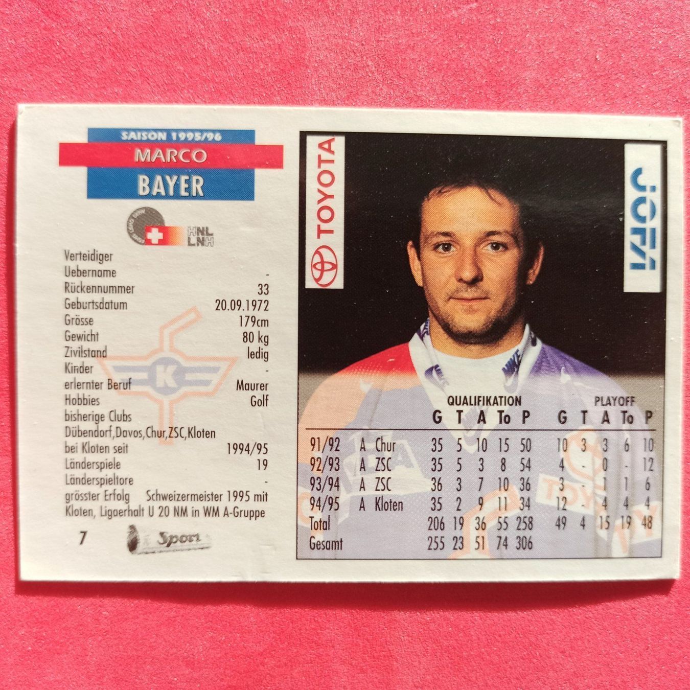 Sammelbilder & Trading cards: Marco Bayer - EHC KLOTEN - 1995/96 – Gebraucht aus Dübendorf von kb86_MOVIE 1