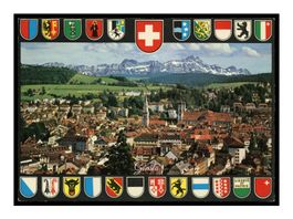 ST-GALLEN - 1970 "Vue Générale" Blasons des 22 cantons