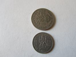 Münzen Lot, Grossbritannien, Shilling, King Georg, 2 Stück