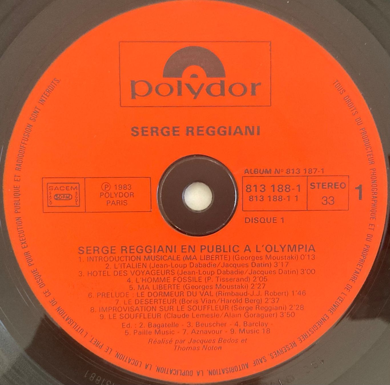 Dischi in vinile: SERGE REGGIANI - À L'OLYMPIA – Usato da Poliez-Pittet venduto da Newtown-Records 3