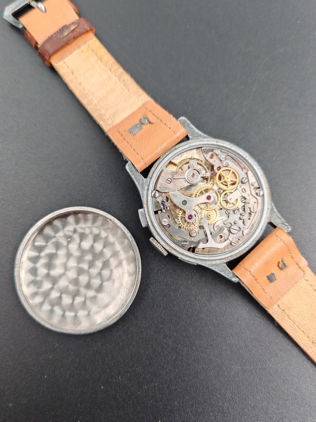 Orologi: NO NAME CHRONO (Defekt, salmon dial) – Usato da Otelfingen venduto da Yossi-68 6