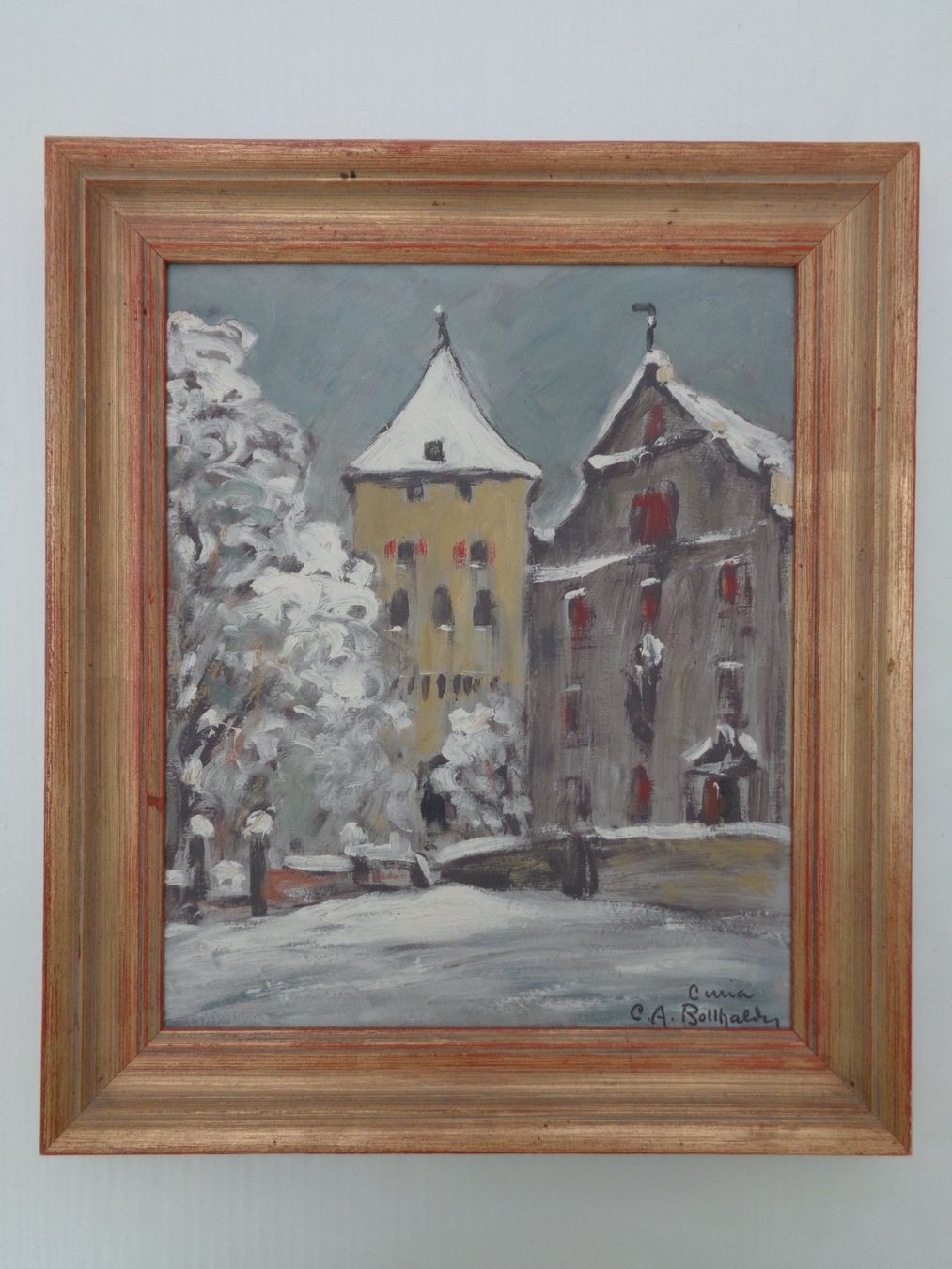 Dipinti: Gemälde - C.A. Bollhalder - Chur Hofturm im Winter 1938 – Usato da Chur venduto da omonia