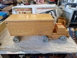Spielzeug Lastwagen LKW Holz  60er Jahre  70 X 21 X 30 hoch