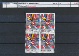 1992 "Schweiz Österreich", Viererblock, ET - Stempel