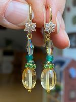 Unikat - Citrin, Original Swarovski Crystals Ohrringe NEU