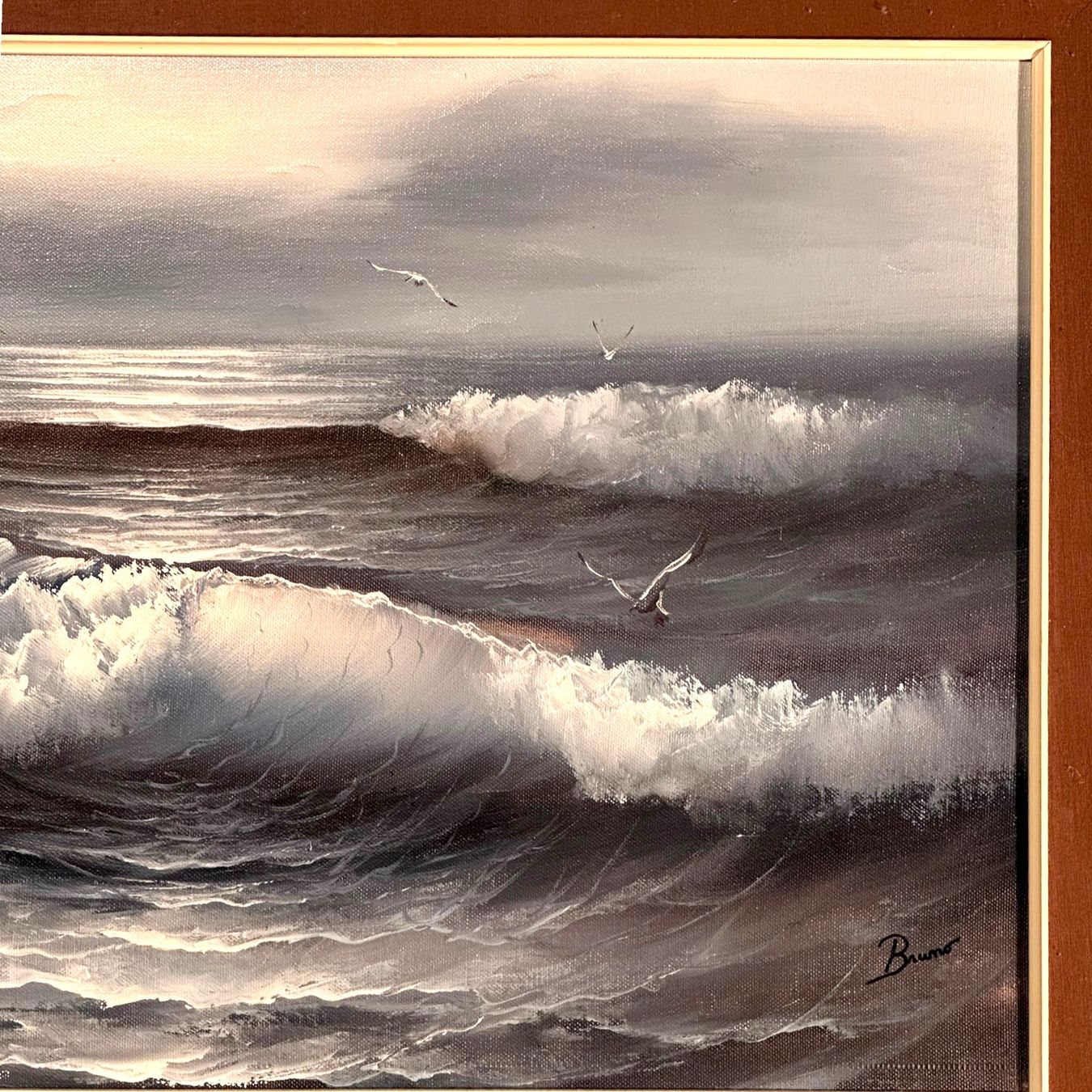 Gemälde: Superbe Large Oil Painting Deep Waves signed by Bruno – Gebraucht aus Lausanne von artnouveau04 2