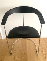 Paar Design Klassiker Stühle schwarzes Leder & Chrom 80er
