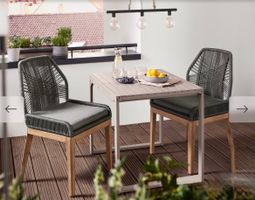 6x Gartenstühle mit Textilgeflecht – Neu | Eukalyptusholz |