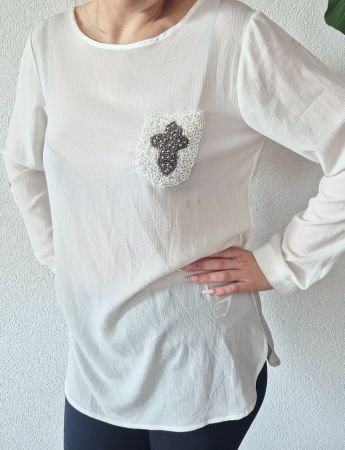 BY VALENTINA'S ITALY S TUNIKA PERLEN TOP LONGBLUSE BLUSE