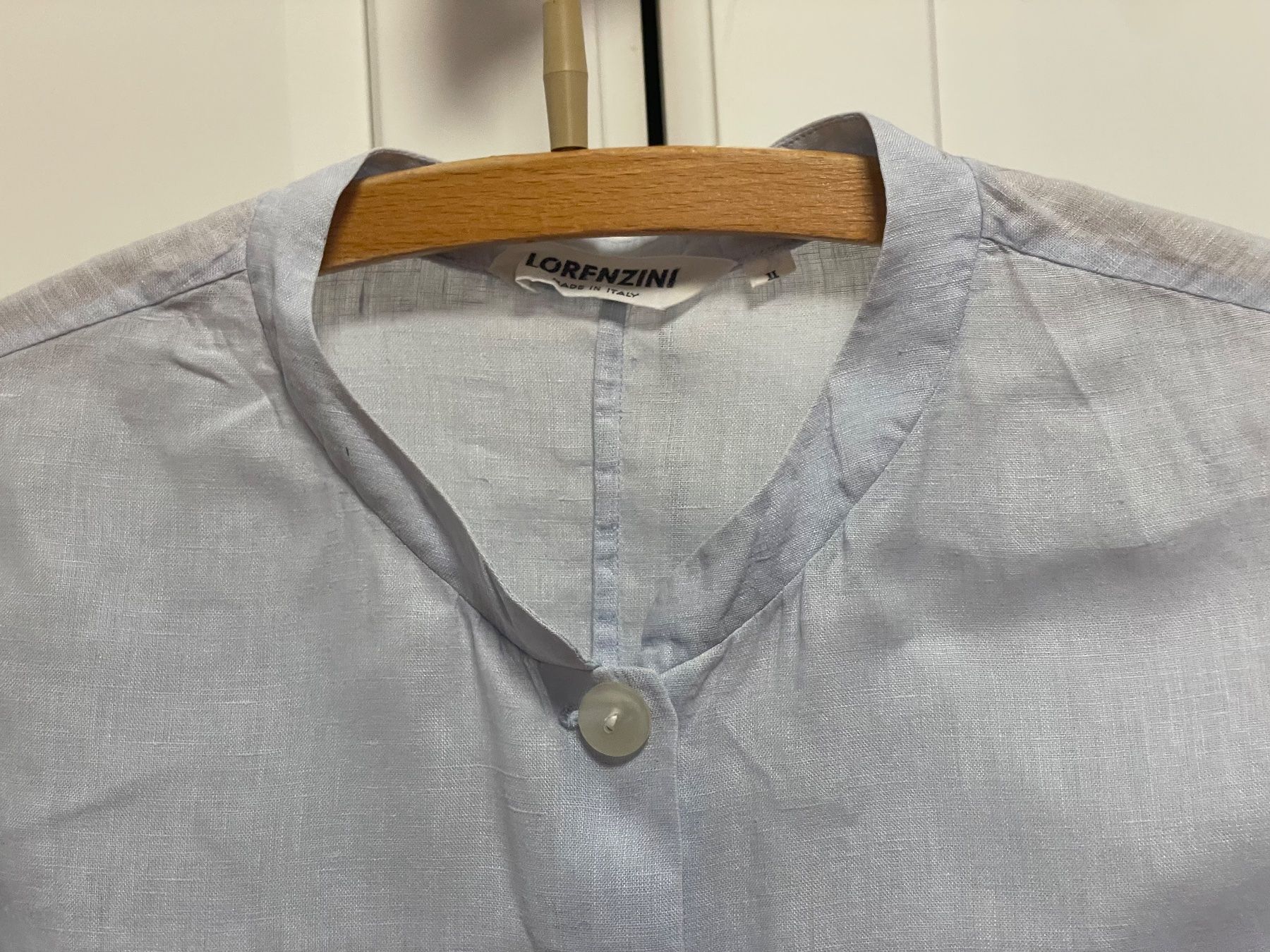 Camicette: Lorenzini Leinen Bluse/Jacke II hellblau – Usato da Bern venduto da Rigoler 2