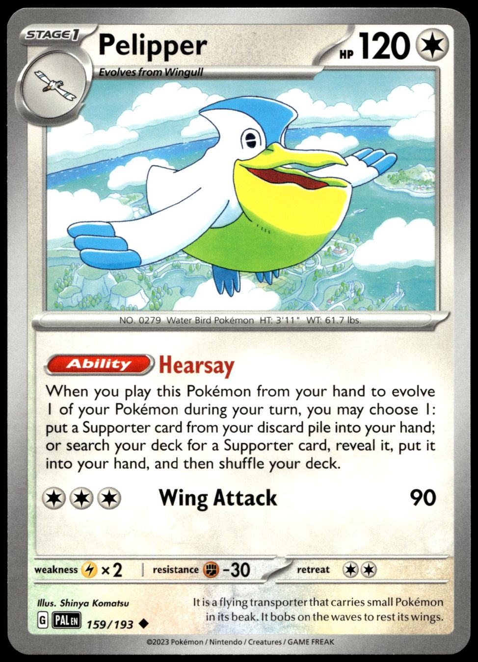 Pokémon Carte collezionabili: Pokémon Pelipper 159/193   SV02 Paldea Evolved – Usato da Le Mouret venduto da PokemonCards_CH