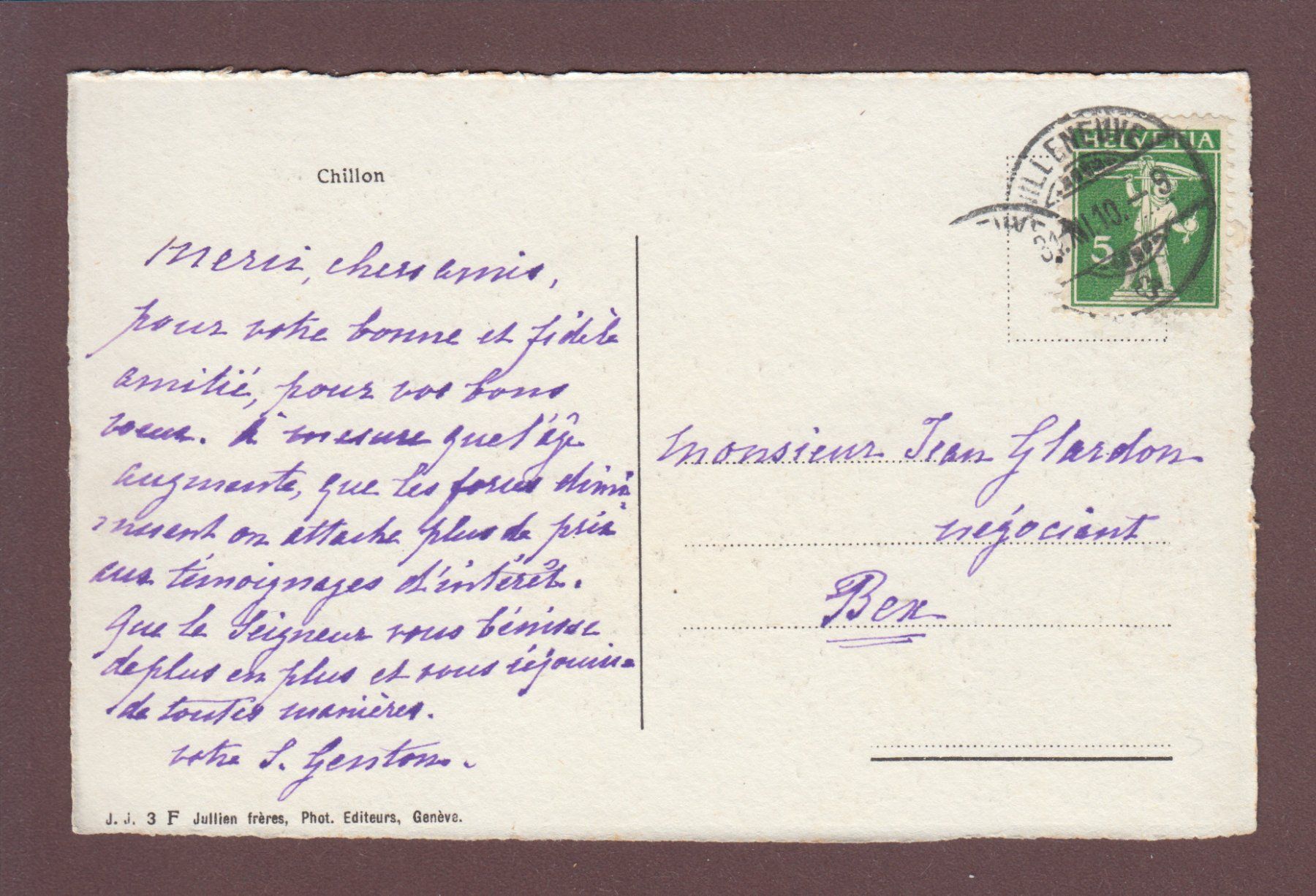 Cartoline postali: Château de CHILLON - Bonne Année - 1910 – Usato da Pully venduto da nicecards 1