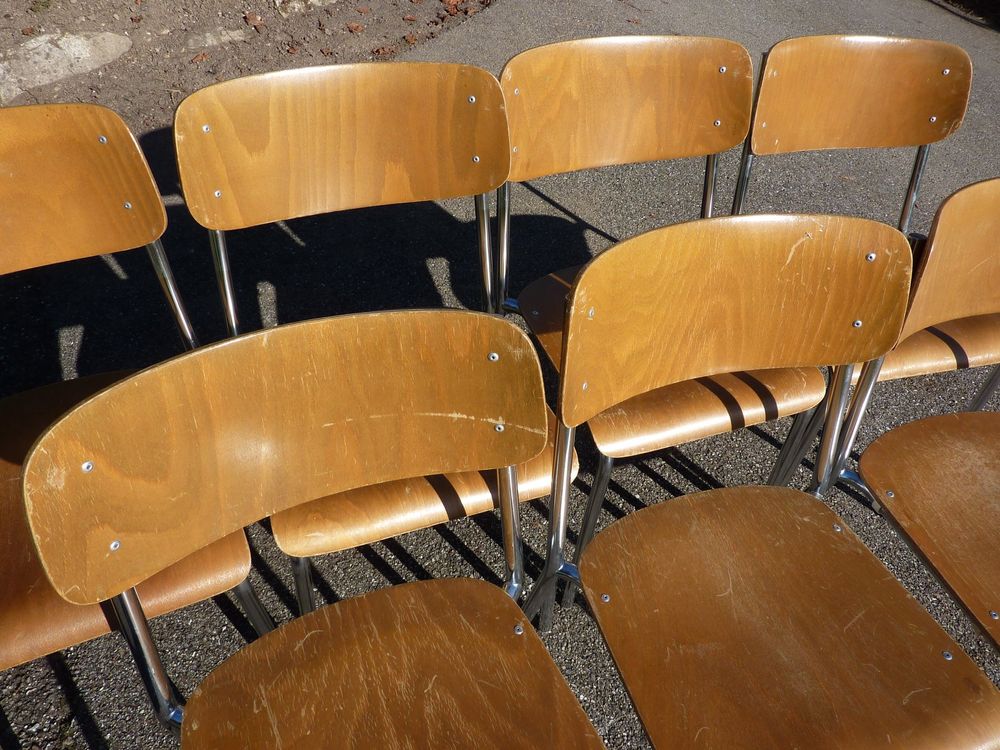 7 Stühle Holzstühle Stapelstühle Seminarstühle stapelbar 8