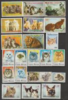 Lot de timbres thématiques chats, occasion, bon état
