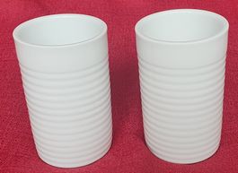 2x TCM Porzellan-Becher weiss gerippt neu