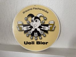 Ueli Bier Basel – Originales Gastro-Kartonwerbeschild rund