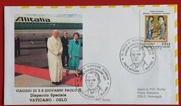 VATIKAN FLUGPOST PAPST FLUG OSLO NORWEGEN G. BRUNDTLAND 1989